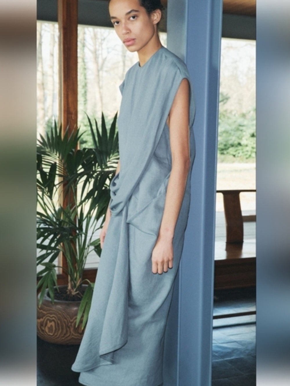 NWT 169$ Zara Sleeveless Draped Linen Dress